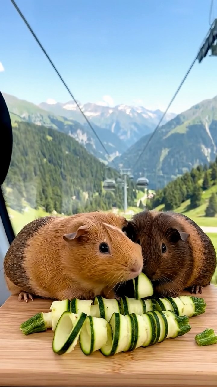 524. Realistic scene of 4 smooth-haired Californian guinea pigs with Fawn, Chocolate, Cinnamon, and Sable fur, dressed as firefighters in tiny uniforms, extinguishing a pretend fire in a guinea pig village with hay houses, under glowing streetlights, capturing a heroic, lifelike moment.