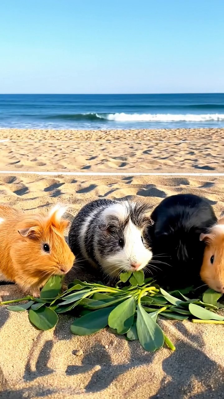 526. Photorealistic scene of 1 smooth-haired Teddy guinea pig with Cream fur, drinking from a clear stream, on a forested slope with pine needles and moss, under dappled sunlight, capturing a serene, lifelike moment of natural hydration.