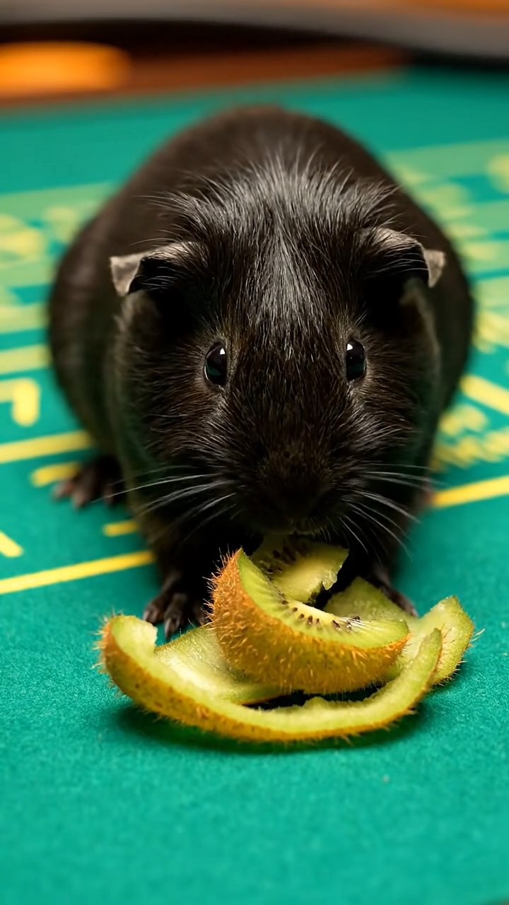 532. Realistic scene of 2 smooth-haired Californian guinea pigs with Orange and Black fur, dressed as tailors in tiny vests, sewing miniature coats in a guinea pig atelier with colorful fabrics and hay mannequins, under warm lamplight, enhancing the lifelike, creative atmosphere.