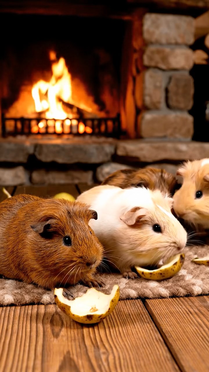 533. Detailed photo of 3 smooth-haired American guinea pigs with Gray, Cream, and Brown fur, burrowing like rabbits in a sandy dune with sparse grass and distant cacti, under a golden sunset, creating a vivid, realistic desert scene.