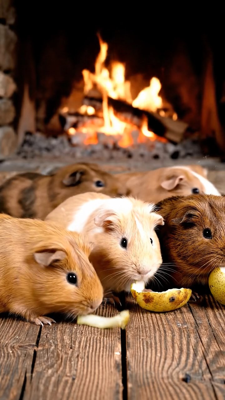 533. Detailed photo of 3 smooth-haired American guinea pigs with Gray, Cream, and Brown fur, burrowing like rabbits in a sandy dune with sparse grass and distant cacti, under a golden sunset, creating a vivid, realistic desert scene.