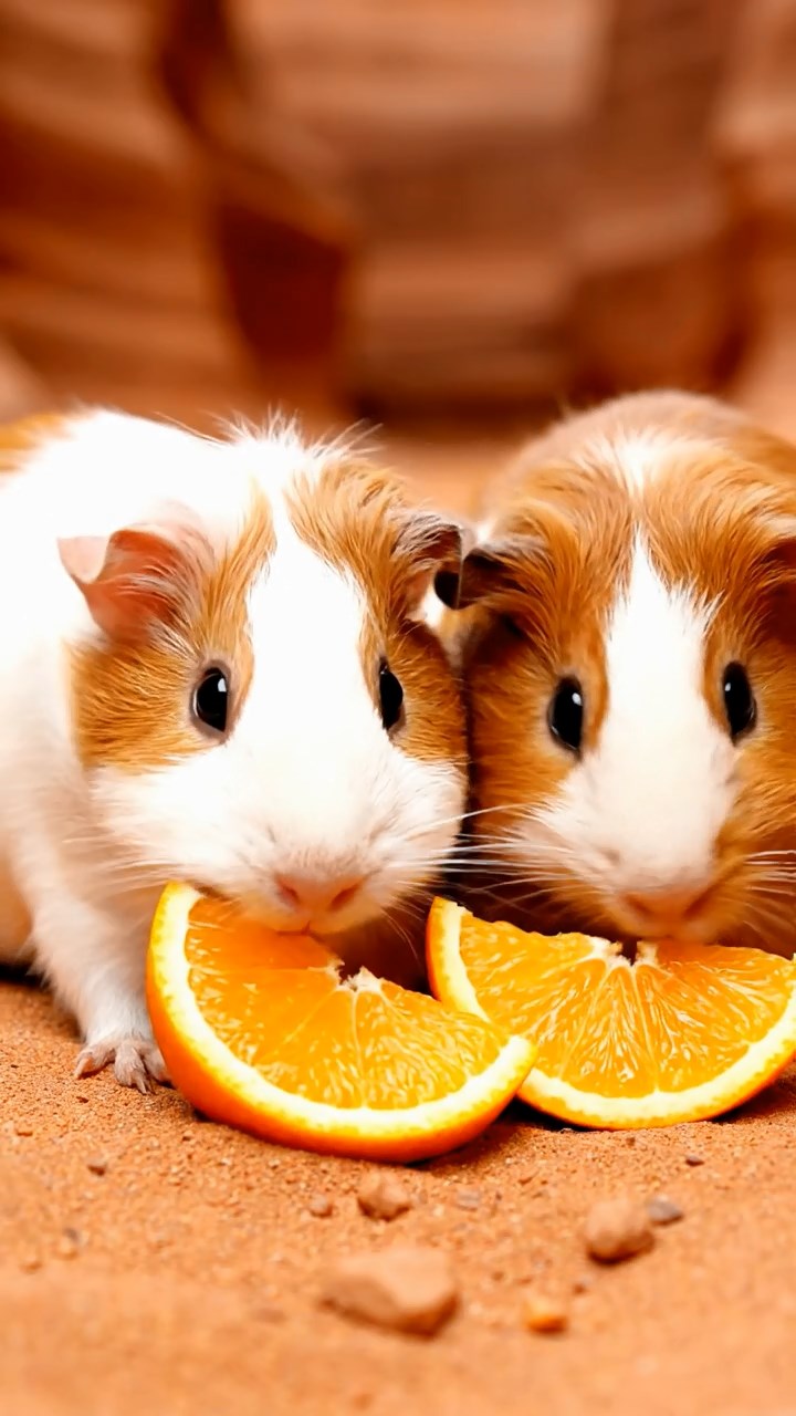 534. Photorealistic scene of 4 smooth-haired Teddy guinea pigs with Fawn, Chocolate, Cinnamon, and Sable fur, dressed as librarians in tiny glasses, organizing miniature books in a guinea pig library with hay shelves and soft lamplight, capturing a realistic, cozy moment.