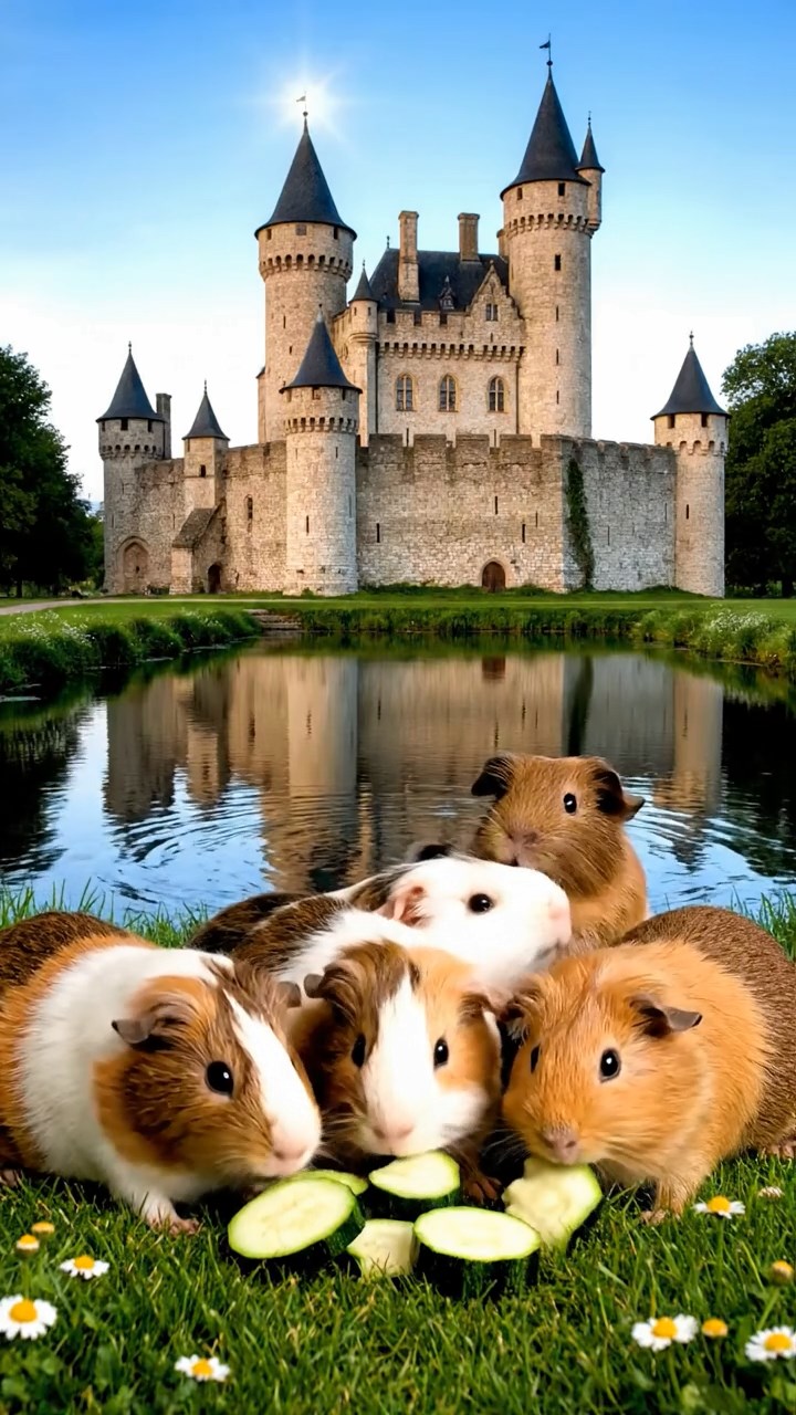 539. Highly detailed view of 4 smooth-haired Himalayan guinea pigs with White, Orange, Black, and Brown fur, dressed as writers in tiny scarves, drafting novels in a guinea pig study with miniature books and hay desks, under warm lamplight, creating a vivid, realistic literary scene.