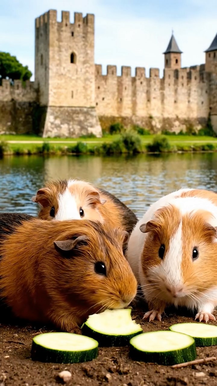 539. Highly detailed view of 4 smooth-haired Himalayan guinea pigs with White, Orange, Black, and Brown fur, dressed as writers in tiny scarves, drafting novels in a guinea pig study with miniature books and hay desks, under warm lamplight, creating a vivid, realistic literary scene.