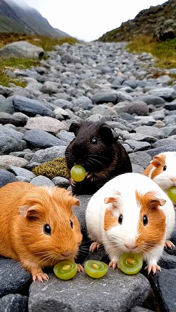 541. Detailed photo of 1 smooth-haired American guinea pig with White fur, munching on fresh apples, in a vibrant lavender garden with rows of purple blooms swaying in the breeze, under soft sunlight, creating a realistic, fragrant pastoral scene.