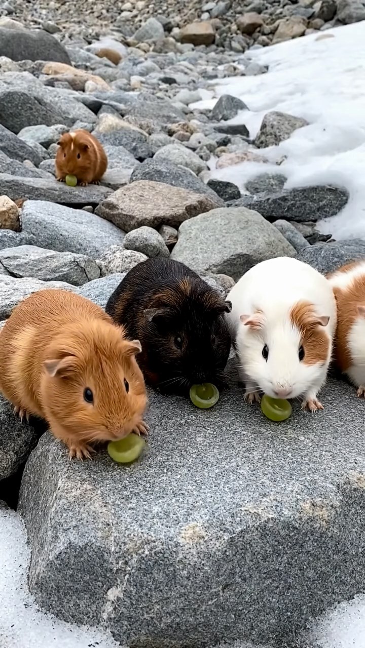 542. Photorealistic scene of 2 smooth-haired Teddy guinea pigs with Orange and Black fur, dressed as engineers in tiny helmets, building a miniature tower in a guinea pig workshop with hay beams and tools, under bright daylight, enhancing the lifelike, industrious atmosphere.