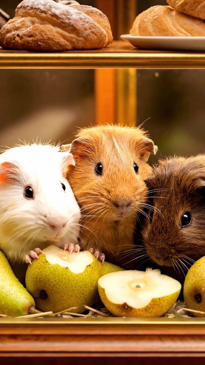 549. Detailed photo of 4 smooth-haired American guinea pigs with White, Orange, Black, and Brown fur, dressed as doctors in tiny white coats, treating injuries in a guinea pig hospital with miniature beds and medical charts, under bright lights, creating a vivid, lifelike medical scene.