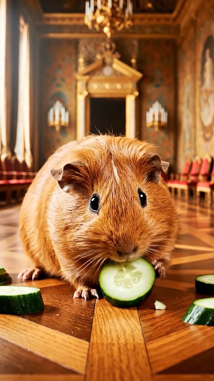 550. Photorealistic scene of 5 smooth-haired Teddy guinea pigs with Cream, Fawn, Sable, Gray, and Cinnamon fur, play-fighting in a grassy clearing with soft moss and scattered twigs, under gentle morning light, capturing a realistic, playful woodland moment.