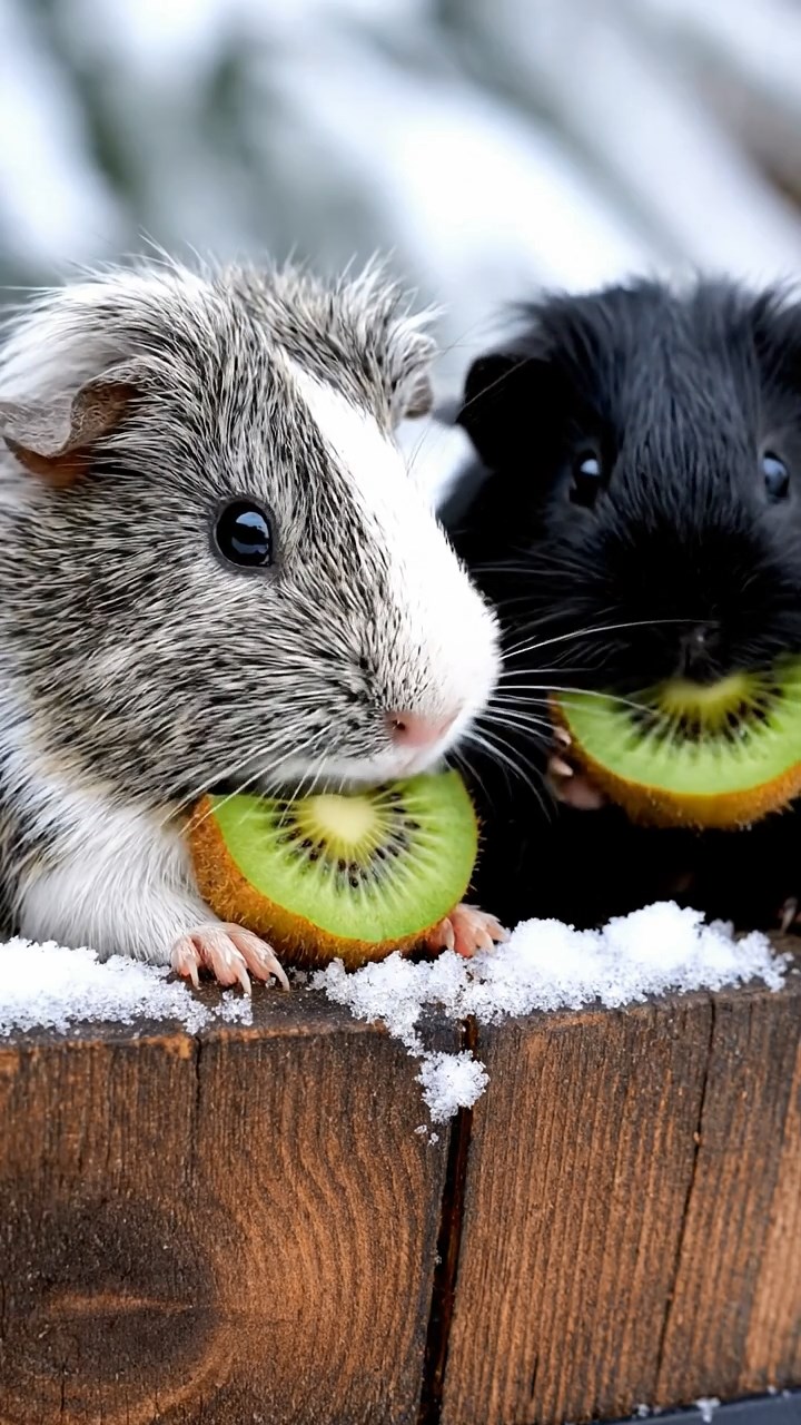 552. Realistic scene of 2 smooth-haired Californian guinea pigs with Orange and Black fur, dressed as tailors in tiny vests, sewing miniature vests in a guinea pig atelier with colorful fabrics and hay mannequins, under warm lamplight, enhancing the lifelike, creative atmosphere.