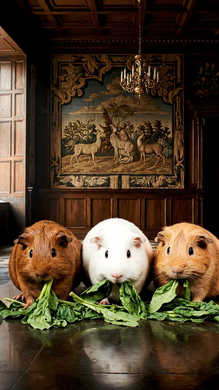 553. Detailed photo of 3 smooth-haired American guinea pigs with Gray, Cream, and Brown fur, burrowing like rabbits in a sandy dune with sparse grass and distant cacti, under a golden sunset, creating a vivid, realistic desert scene.