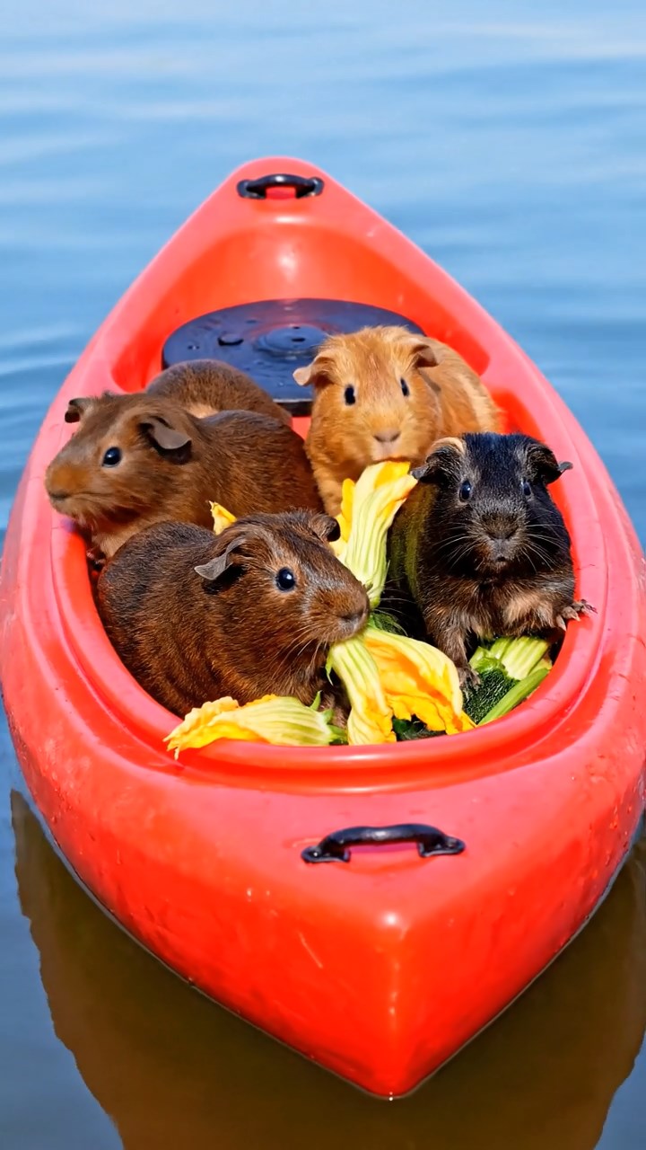 554. Photorealistic scene of 4 smooth-haired Teddy guinea pigs with Fawn, Chocolate, Cinnamon, and Sable fur, dressed as librarians in tiny glasses, shelving miniature books in a guinea pig library with hay shelves and soft lamplight, capturing a realistic, cozy moment.