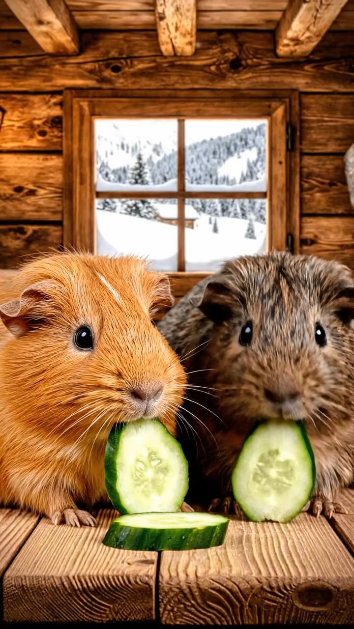 566. Photorealistic scene of 1 smooth-haired Teddy guinea pig with Cream fur, drinking from a clear stream, on a forested slope with pine needles and moss, under dappled sunlight, capturing a serene, lifelike moment of natural hydration.