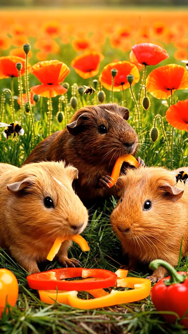 569. Detailed photo of 4 smooth-haired American guinea pigs with White, Orange, Black, and Brown fur, dressed as doctors in tiny white coats, performing check-ups in a guinea pig hospital with miniature beds and medical charts, under bright lights, creating a vivid, lifelike medical scene.