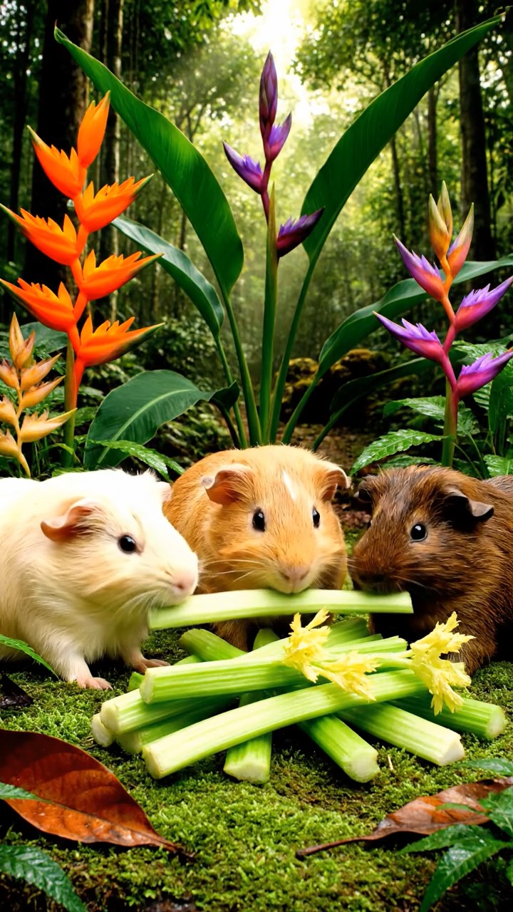 572. Realistic scene of 2 smooth-haired Californian guinea pigs with Orange and Black fur, dressed as tailors in tiny vests, sewing miniature shirts in a guinea pig atelier with colorful fabrics and hay mannequins, under warm lamplight, enhancing the lifelike, creative atmosphere.