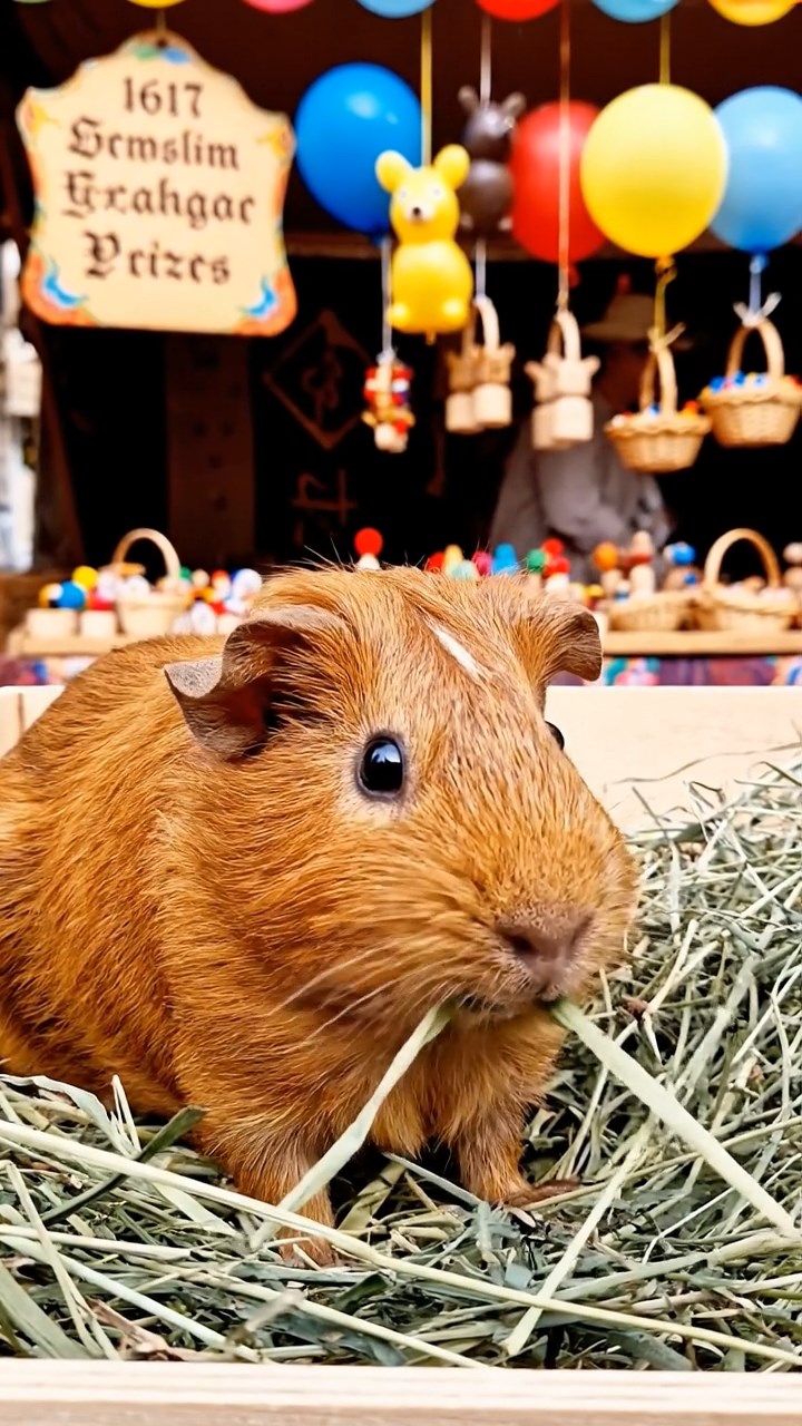 573. Detailed photo of 3 smooth-haired American guinea pigs with Gray, Cream, and Brown fur, burrowing like rabbits in a sandy dune with sparse grass and distant cacti, under a golden sunset, creating a vivid, realistic desert scene.