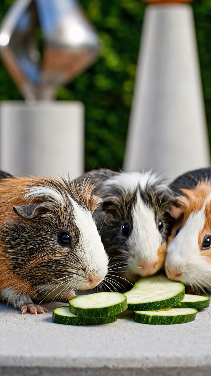 576. Realistic scene of 1 smooth-haired Californian guinea pig with Cream fur, nibbling on strawberries, in a fragrant rose garden with blooming red and white roses, under warm sunlight, capturing a vivid, lifelike romantic moment.