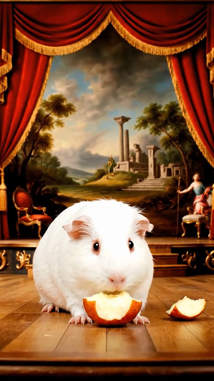 579. Highly detailed view of 4 smooth-haired Himalayan guinea pigs with White, Orange, Black, and Brown fur, dressed as writers in tiny scarves, typing poems in a guinea pig study with miniature books and hay desks, under warm lamplight, creating a vivid, realistic literary scene.