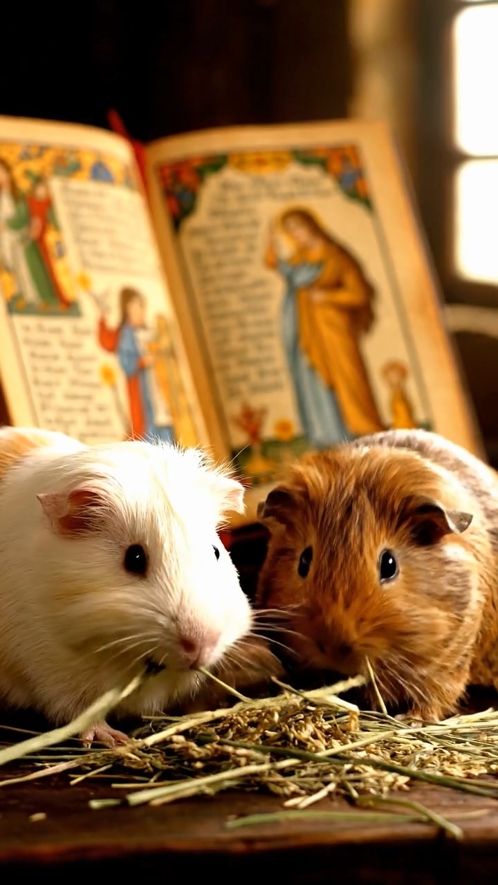 580. Realistic scene of 5 smooth-haired Californian guinea pigs with Cream, Fawn, Sable, Gray, and Cinnamon fur, sleeping in a cozy pile in a lush meadow with wildflowers and a gentle breeze, under golden sunlight, capturing a lifelike, tranquil group moment.