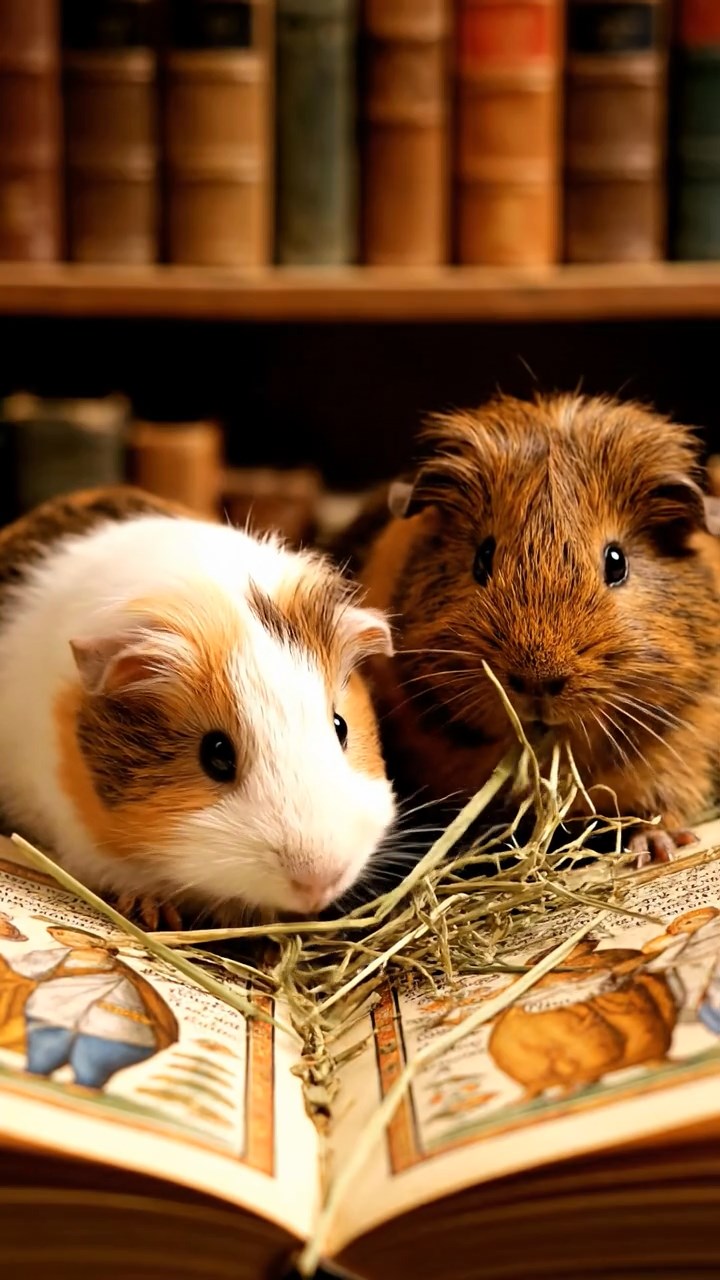 581. Detailed photo of 1 smooth-haired American guinea pig with White fur, munching on fresh apples, in a vibrant lavender garden with rows of purple blooms swaying in the breeze, under soft sunlight, creating a realistic, fragrant pastoral scene.