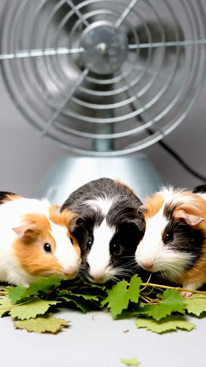 862. Photorealistic scene of 2 smooth-haired Teddy guinea pigs with Orange and Black fur, dressed as engineers in tiny helmets, building a miniature windmill in a guinea pig workshop with hay beams and tools, under bright daylight, enhancing the lifelike, industrious atmosphere.