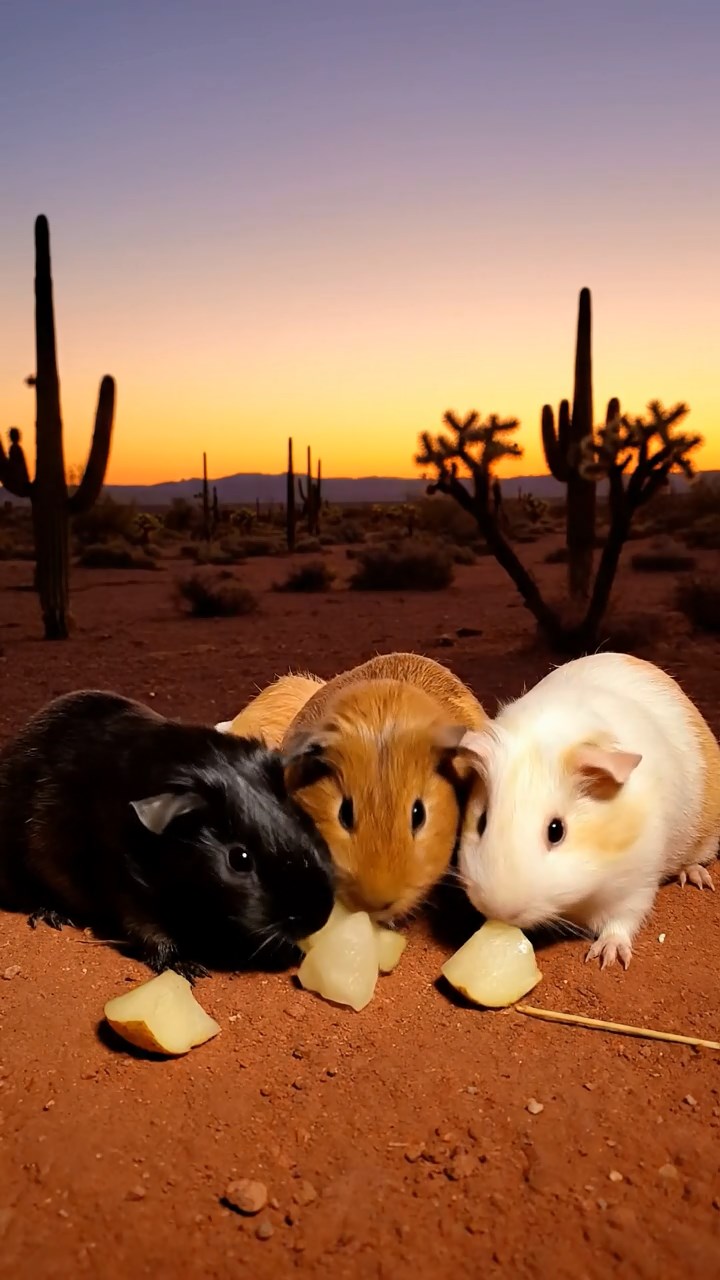874. Photorealistic scene of 4 smooth-haired Teddy guinea pigs with Fawn, Chocolate, Cinnamon, and Sable fur, dressed as librarians in tiny glasses, cataloging miniature books in a guinea pig library with hay shelves and soft lamplight, capturing a realistic, cozy moment.