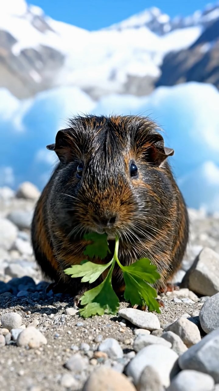 876. Realistic scene of 1 smooth-haired Californian guinea pig with Cream fur, nibbling on strawberries, in a fragrant rose garden with blooming red and white roses, under warm sunlight, capturing a vivid, lifelike romantic moment.