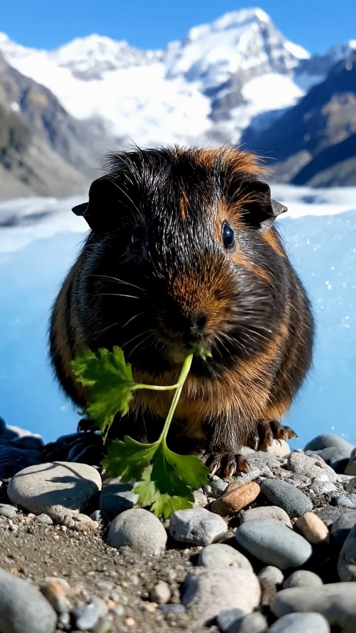 876. Realistic scene of 1 smooth-haired Californian guinea pig with Cream fur, nibbling on strawberries, in a fragrant rose garden with blooming red and white roses, under warm sunlight, capturing a vivid, lifelike romantic moment.