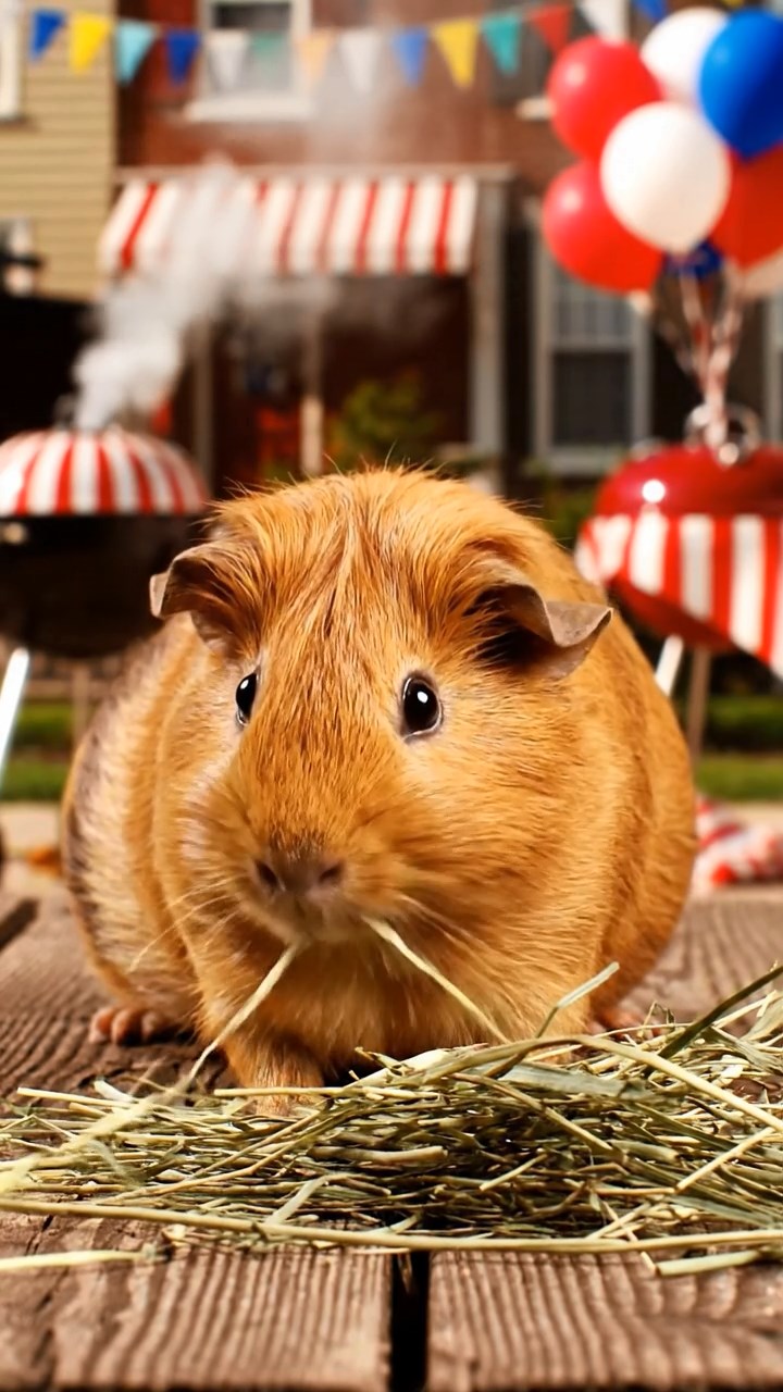 880. Realistic scene of 5 smooth-haired Californian guinea pigs with Cream, Fawn, Sable, Gray, and Cinnamon fur, sleeping in a cozy pile in a lush meadow with wildflowers and a gentle breeze, under golden sunlight, capturing a lifelike, tranquil group moment.