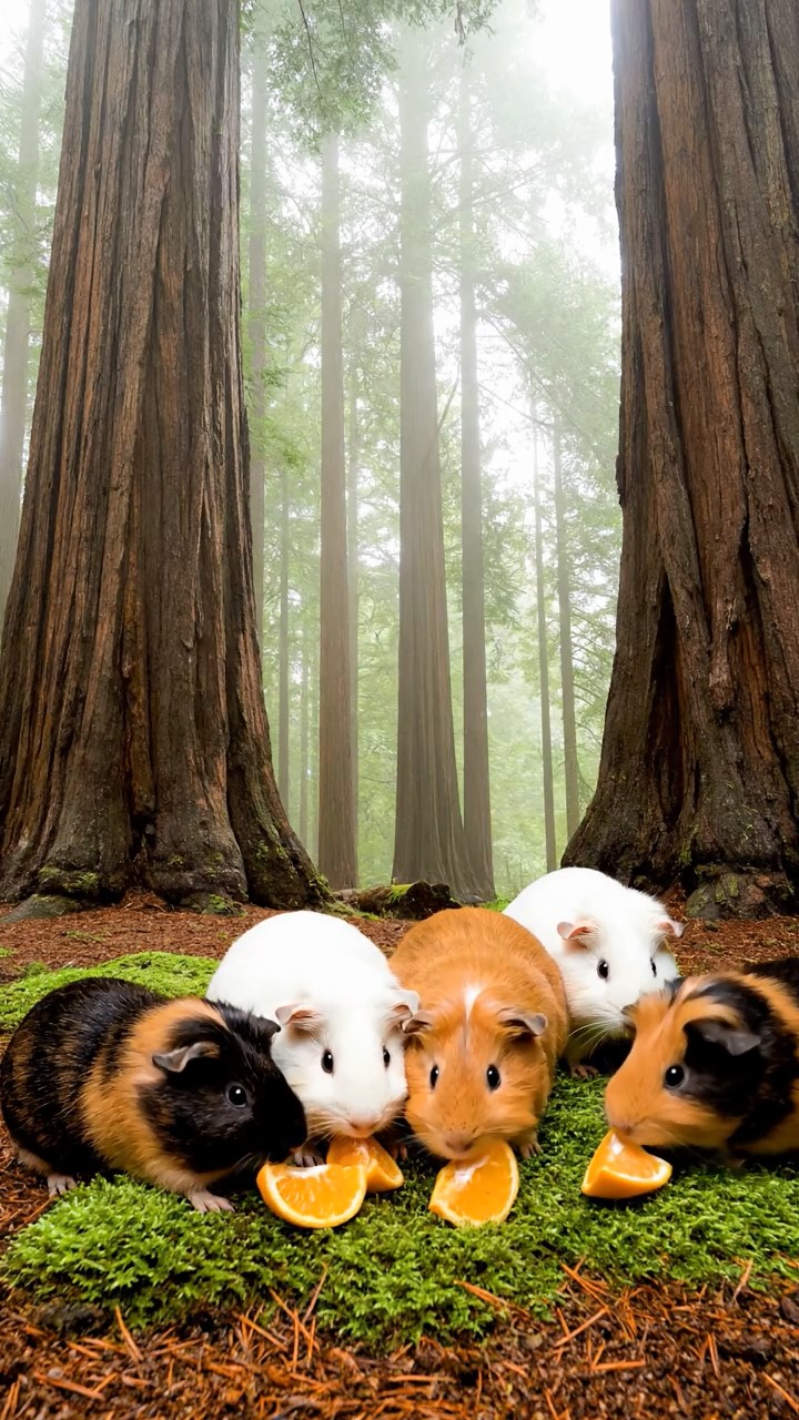 881. Detailed photo of 1 smooth-haired American guinea pig with White fur, munching on fresh apples, in a vibrant lavender garden with rows of purple blooms swaying in the breeze, under soft sunlight, creating a realistic, fragrant pastoral scene.