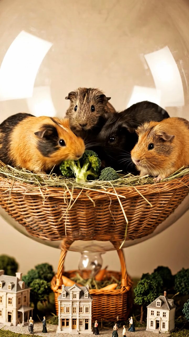 886. Photorealistic scene of 1 smooth-haired Teddy guinea pig with Cream fur, drinking from a clear stream, on a forested slope with pine needles and moss, under dappled sunlight, capturing a serene, lifelike moment of natural hydration.