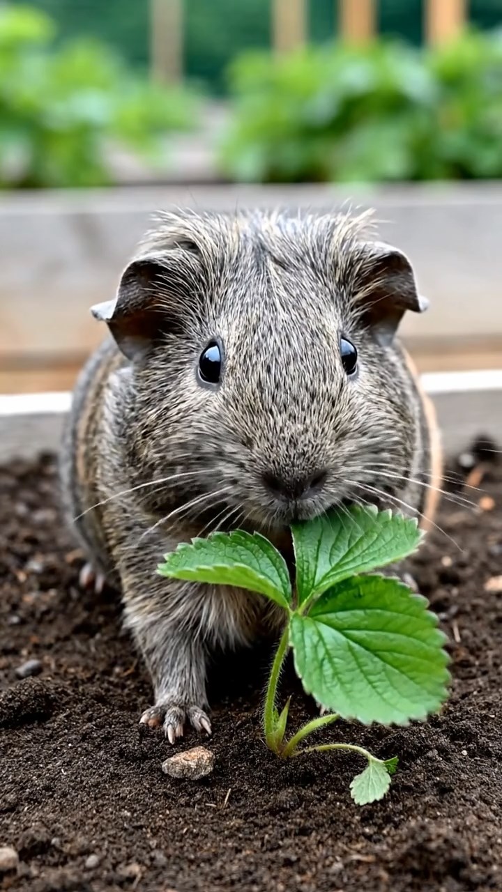893. Detailed photo of 3 smooth-haired American guinea pigs with Gray, Cream, and Brown fur, burrowing like rabbits in a sandy dune with sparse grass and distant cacti, under a golden sunset, creating a vivid, realistic desert scene.