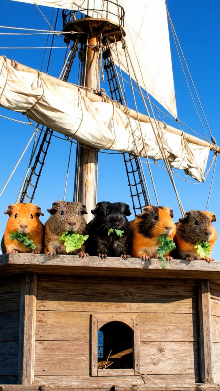 896. Realistic scene of 1 smooth-haired Californian guinea pig with Cream fur, nibbling on strawberries, in a fragrant rose garden with blooming red and white roses, under warm sunlight, capturing a vivid, lifelike romantic moment.