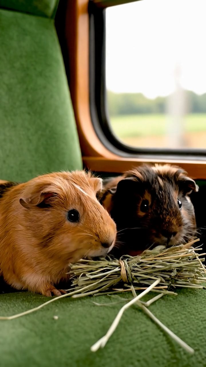 899. Highly detailed view of 4 smooth-haired Himalayan guinea pigs with White, Orange, Black, and Brown fur, dressed as writers in tiny scarves, drafting poems in a guinea pig study with miniature books and hay desks, under warm lamplight, creating a vivid, realistic literary scene.