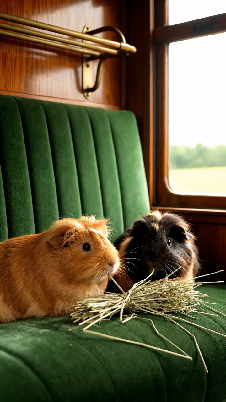 900. Realistic scene of 5 smooth-haired Californian guinea pigs with Cream, Fawn, Sable, Gray, and Cinnamon fur, sleeping in a cozy pile in a lush meadow with wildflowers and a gentle breeze, under golden sunlight, capturing a lifelike, tranquil group moment.