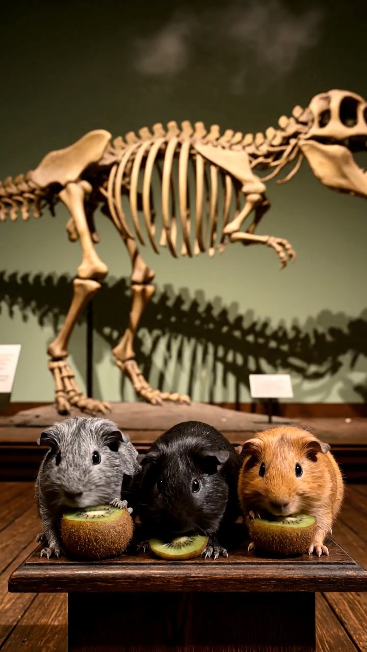 905. Detailed photo of 5 smooth-haired American guinea pigs with White, Orange, Gray, Black, and Brown fur, methodically nest-building by dragging twigs and grass with their teeth, weaving them into a cozy pile, in a tranquil forest glade with soft ferns and a babbling brook, under gentle morning light, creating a vivid, realistic scene of cooperative effort.