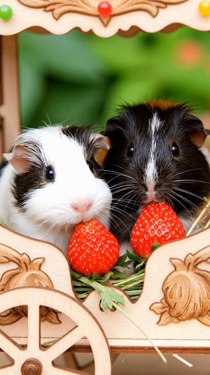 908. Realistic scene of 3 smooth-haired Californian guinea pigs with Chocolate, Cinnamon, and Gray fur, lapping water from a clear stream, their tongues darting rhythmically as they drink, in a forested slope with pine needles and moss underfoot, under dappled sunlight, enhancing the authentic, serene atmosphere.