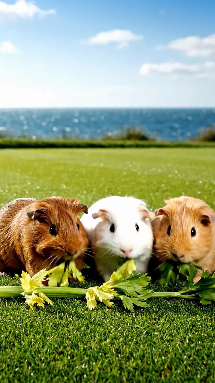910. Photorealistic scene of 5 smooth-haired Teddy guinea pigs with Cream, Fawn, Sable, Gray, and Cinnamon fur, rolling in dust to clean their fur, tumbling and kicking up tiny clouds of sand, in a sandy hillside dotted with sparse grass, under a golden sunset, capturing a lifelike, natural behavior moment.