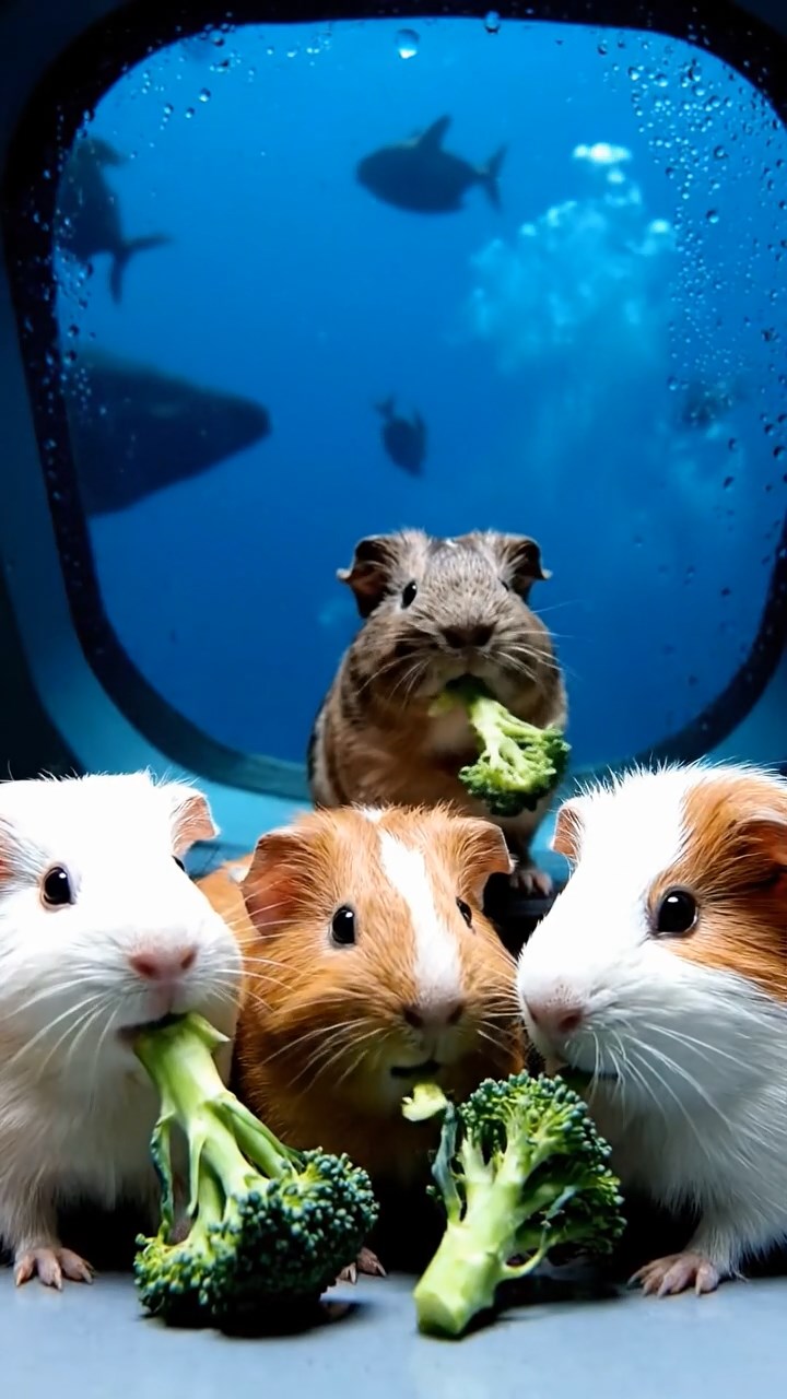 917. Detailed photo of 2 smooth-haired American guinea pigs with Fawn and Sable fur, dressed as bakers in tiny aprons, kneading dough with their tiny paws in a guinea pig bakery with hay ovens and wooden counters, under soft lamplight, creating a realistic, cozy culinary scene.