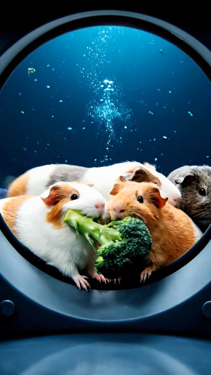 918. Photorealistic scene of 3 smooth-haired Teddy guinea pigs with Chocolate, Cinnamon, and Gray fur, navigating a maze of twigs, sniffing and scurrying with quick steps, in a forested clearing with soft moss, under dappled sunlight, enhancing the authentic, adventurous atmosphere.