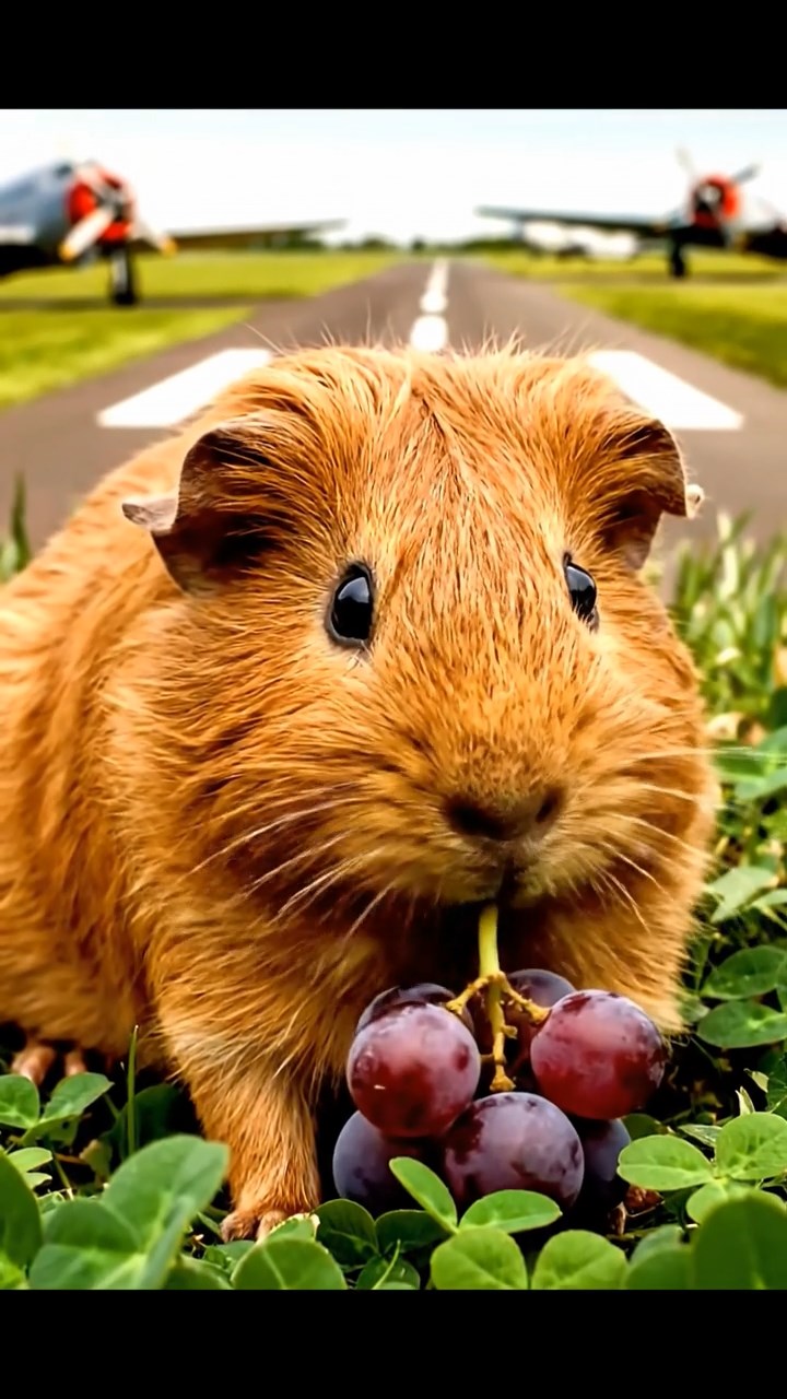 920. Realistic scene of 5 smooth-haired Californian guinea pigs with Cream, Fawn, Sable, Gray, and Cinnamon fur, sleeping in a cozy pile, their bodies curled tightly together, in a lush meadow with wildflowers and a gentle breeze, under golden sunlight, capturing a lifelike, tranquil group moment.