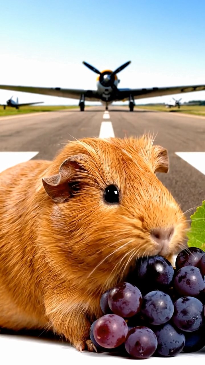920. Realistic scene of 5 smooth-haired Californian guinea pigs with Cream, Fawn, Sable, Gray, and Cinnamon fur, sleeping in a cozy pile, their bodies curled tightly together, in a lush meadow with wildflowers and a gentle breeze, under golden sunlight, capturing a lifelike, tranquil group moment.