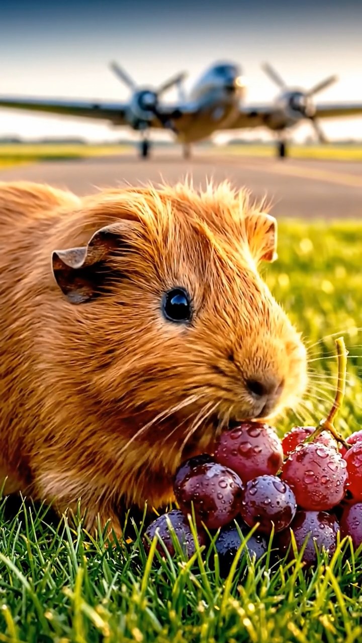 921. Detailed photo of 1 smooth-haired American guinea pig with White fur, nibbling on fresh apples, biting off small chunks with precise teeth, in a vibrant lavender garden with purple blooms swaying, under soft sunlight, creating a realistic, fragrant pastoral scene.