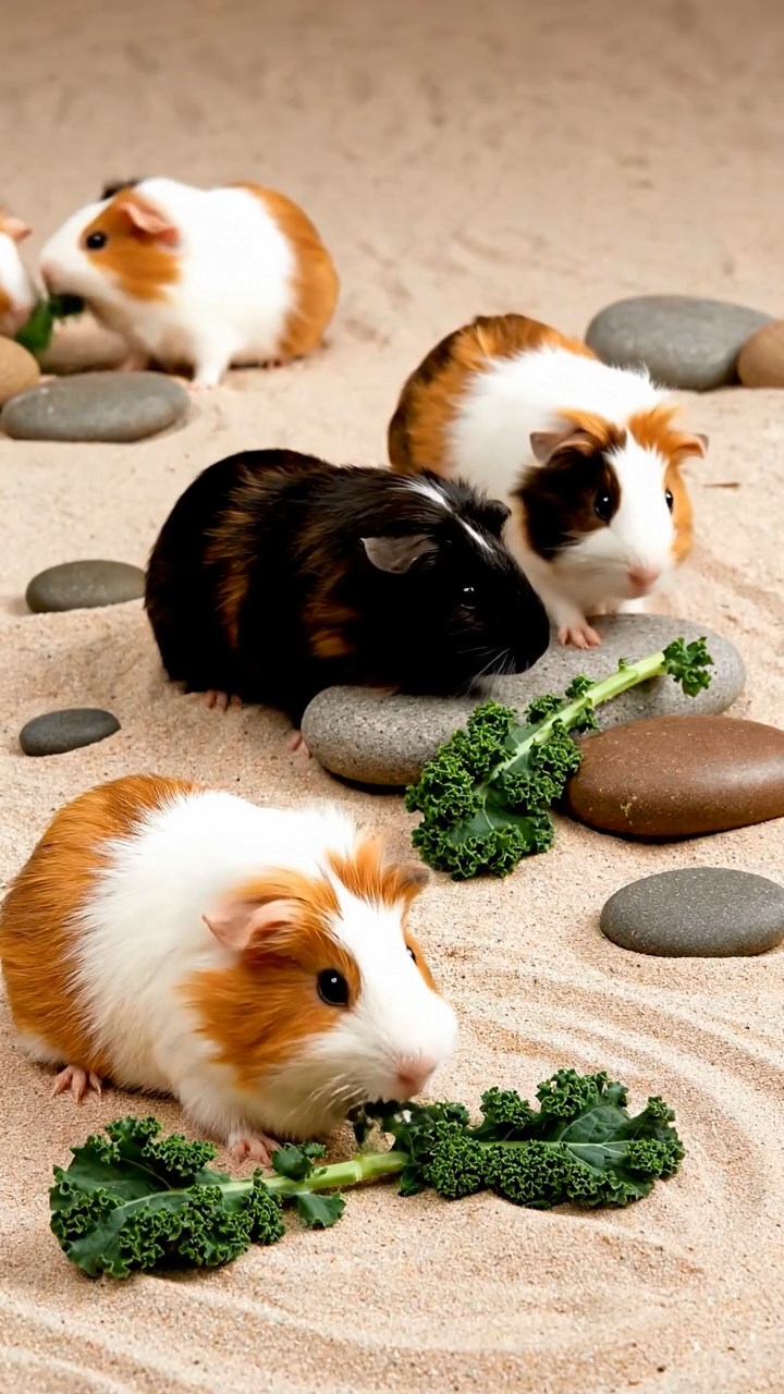 921. Detailed photo of 1 smooth-haired American guinea pig with White fur, nibbling on fresh apples, biting off small chunks with precise teeth, in a vibrant lavender garden with purple blooms swaying, under soft sunlight, creating a realistic, fragrant pastoral scene.