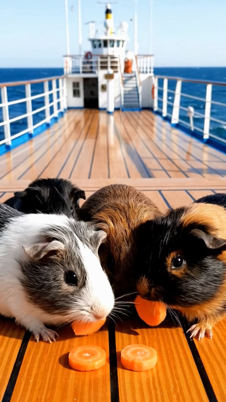 922. Photorealistic scene of 2 smooth-haired Teddy guinea pigs with Orange and Black fur, dressed as engineers in tiny helmets, hammering miniature nails into a bridge structure, in a guinea pig workshop with hay beams, under bright daylight, enhancing the lifelike, industrious atmosphere.