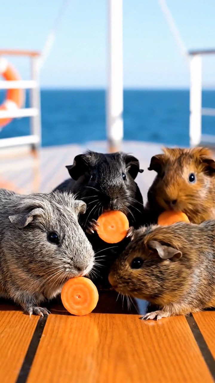 923. Highly detailed view of 3 smooth-haired Himalayan guinea pigs with Gray, Cream, and Brown fur, mating in a secluded grassy clearing, moving gently with soft squeaks, surrounded by tall ferns and moss, under gentle morning light, creating a realistic, intimate natural scene.