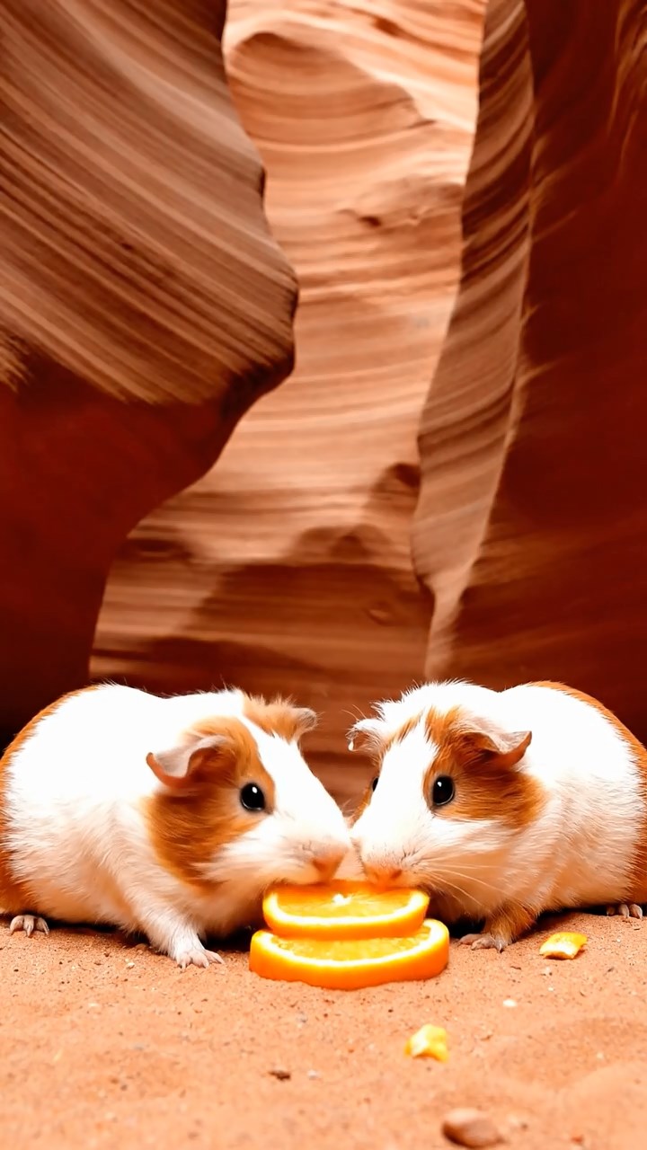 526. Photorealistic scene of 1 smooth-haired Teddy guinea pig with Cream fur, drinking from a clear stream, on a forested slope with pine needles and moss, under dappled sunlight, capturing a serene, lifelike moment of natural hydration.