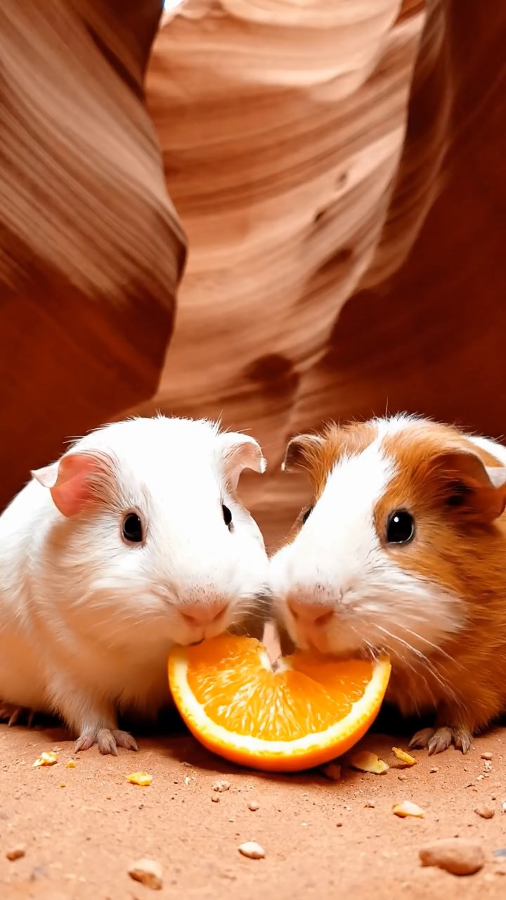 526. Photorealistic scene of 1 smooth-haired Teddy guinea pig with Cream fur, drinking from a clear stream, on a forested slope with pine needles and moss, under dappled sunlight, capturing a serene, lifelike moment of natural hydration.