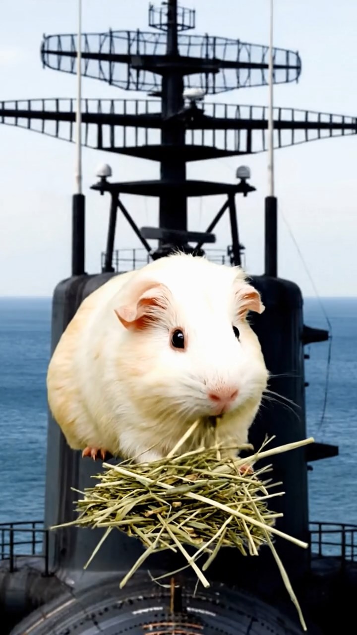 527. Highly detailed view of 2 smooth-haired Himalayan guinea pigs with Fawn and Sable fur, dressed as musicians in tiny vests, playing miniature pianos in a guinea pig concert hall with hay seats and velvet curtains, under warm spotlights, creating a realistic, elegant scene.