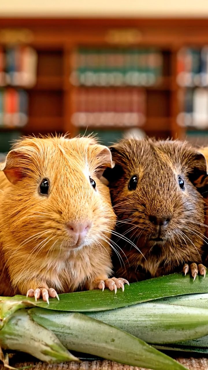 529. Detailed photo of 4 smooth-haired American guinea pigs with White, Orange, Black, and Brown fur, dressed as doctors in tiny white coats, examining patients in a guinea pig hospital with miniature beds and medical charts, under bright lights, creating a vivid, lifelike medical scene.