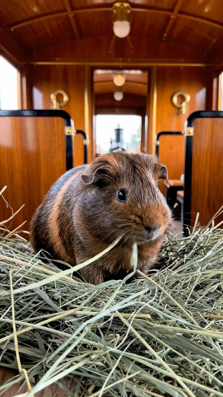 533. Detailed photo of 3 smooth-haired American guinea pigs with Gray, Cream, and Brown fur, burrowing like rabbits in a sandy dune with sparse grass and distant cacti, under a golden sunset, creating a vivid, realistic desert scene.